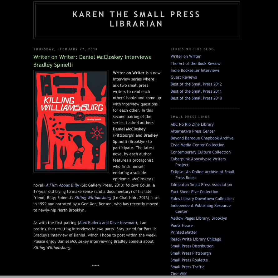 Karen Small Press-Spinelli interview-Screen shot-